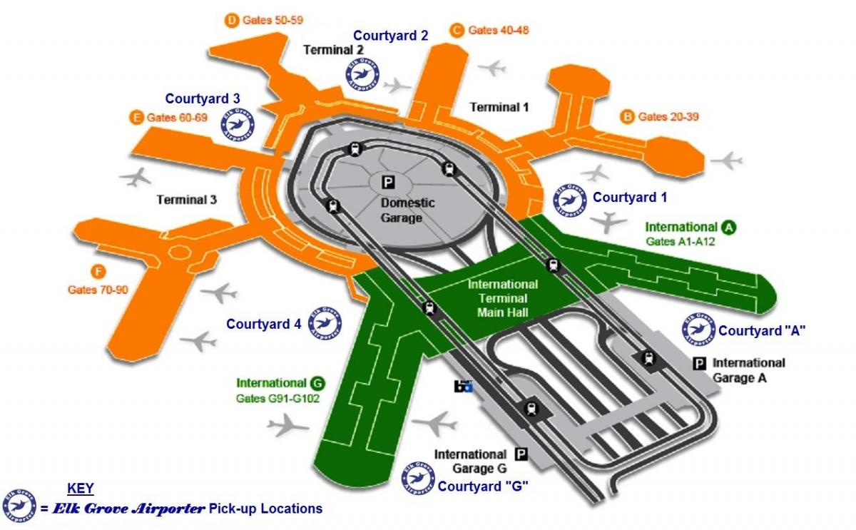 SFO internationella terminalen ankomster karta