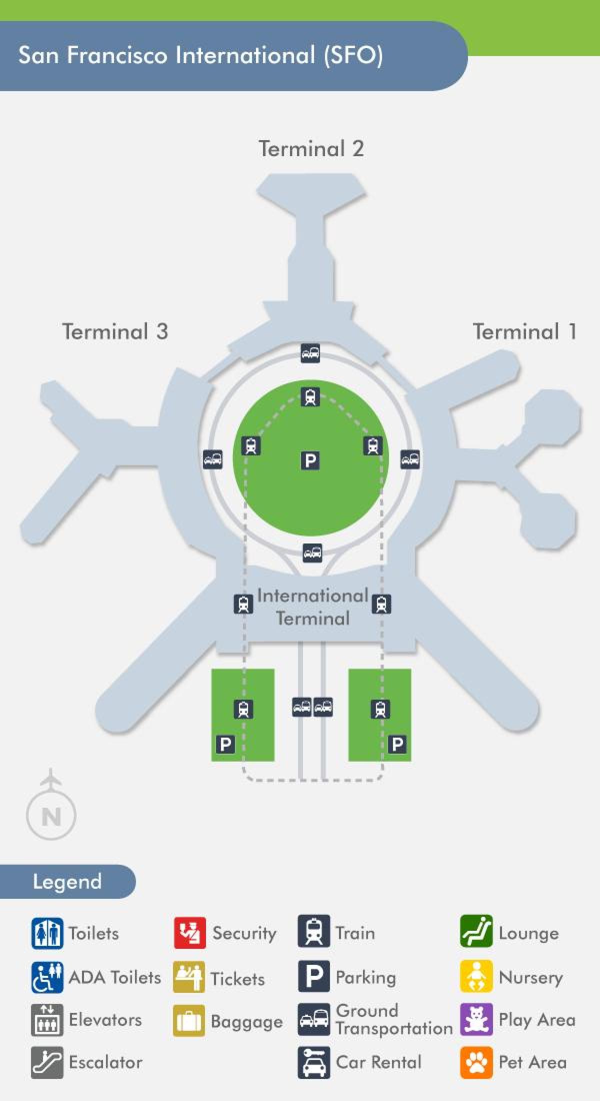 Karta över SFO airport terminal 1