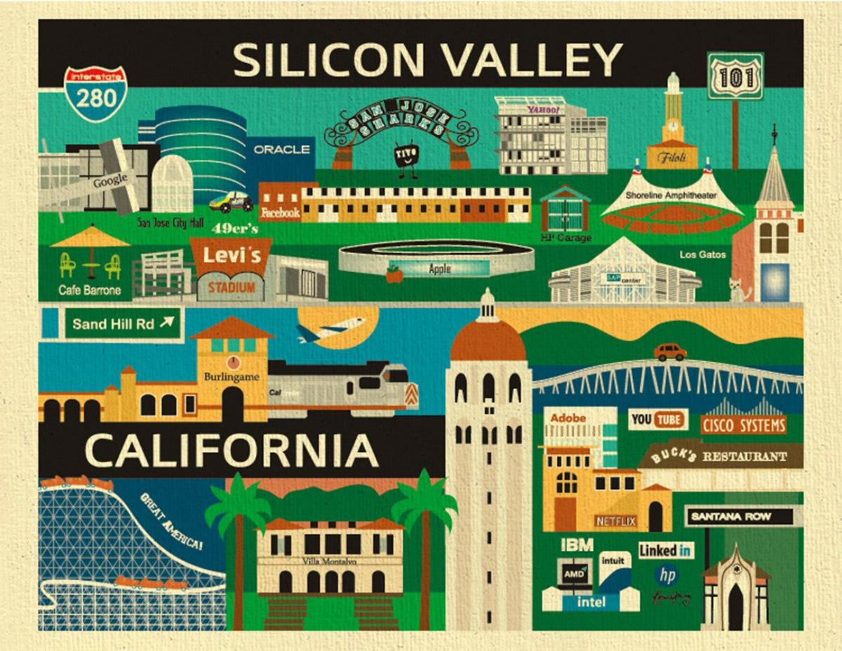 Karta över silicon valley affisch