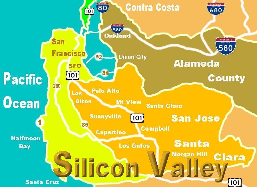 Karta över silicon valley plats