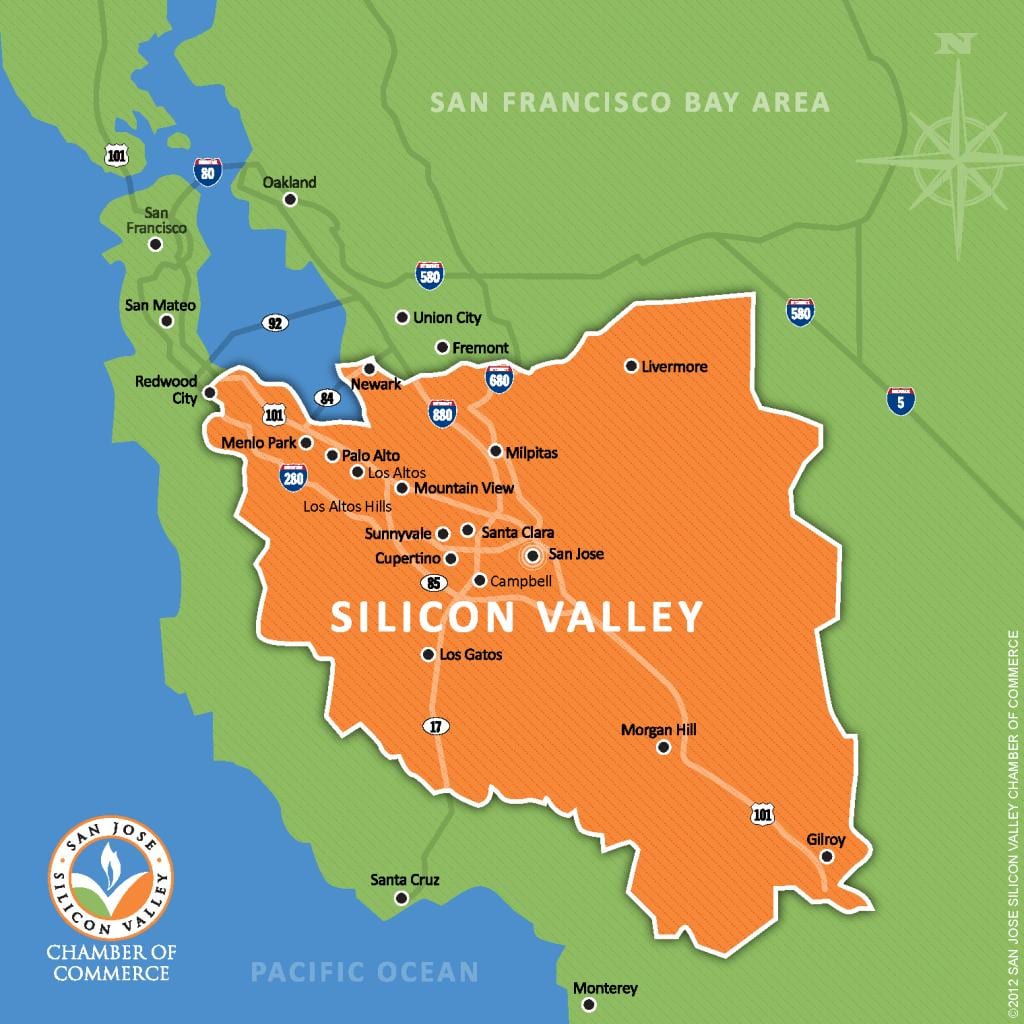 silicon valley på kartan