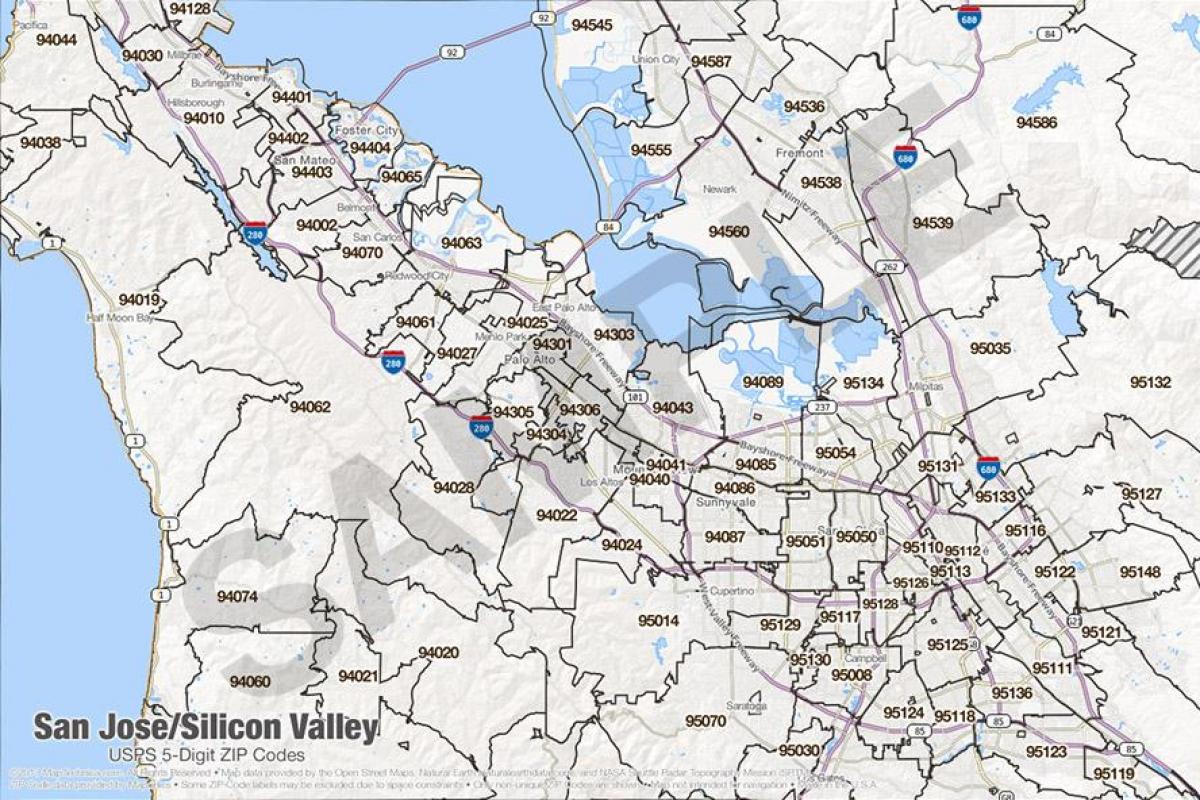 Karta över silicon valley postnummer