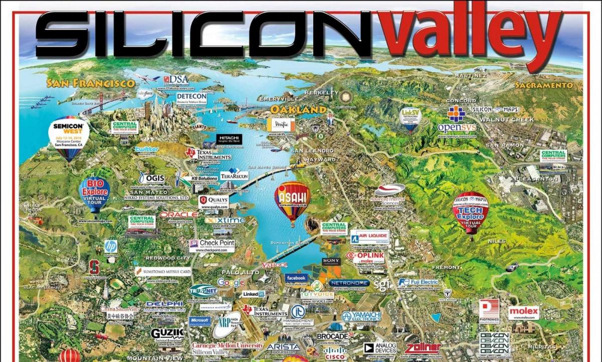 silicon valley-området karta