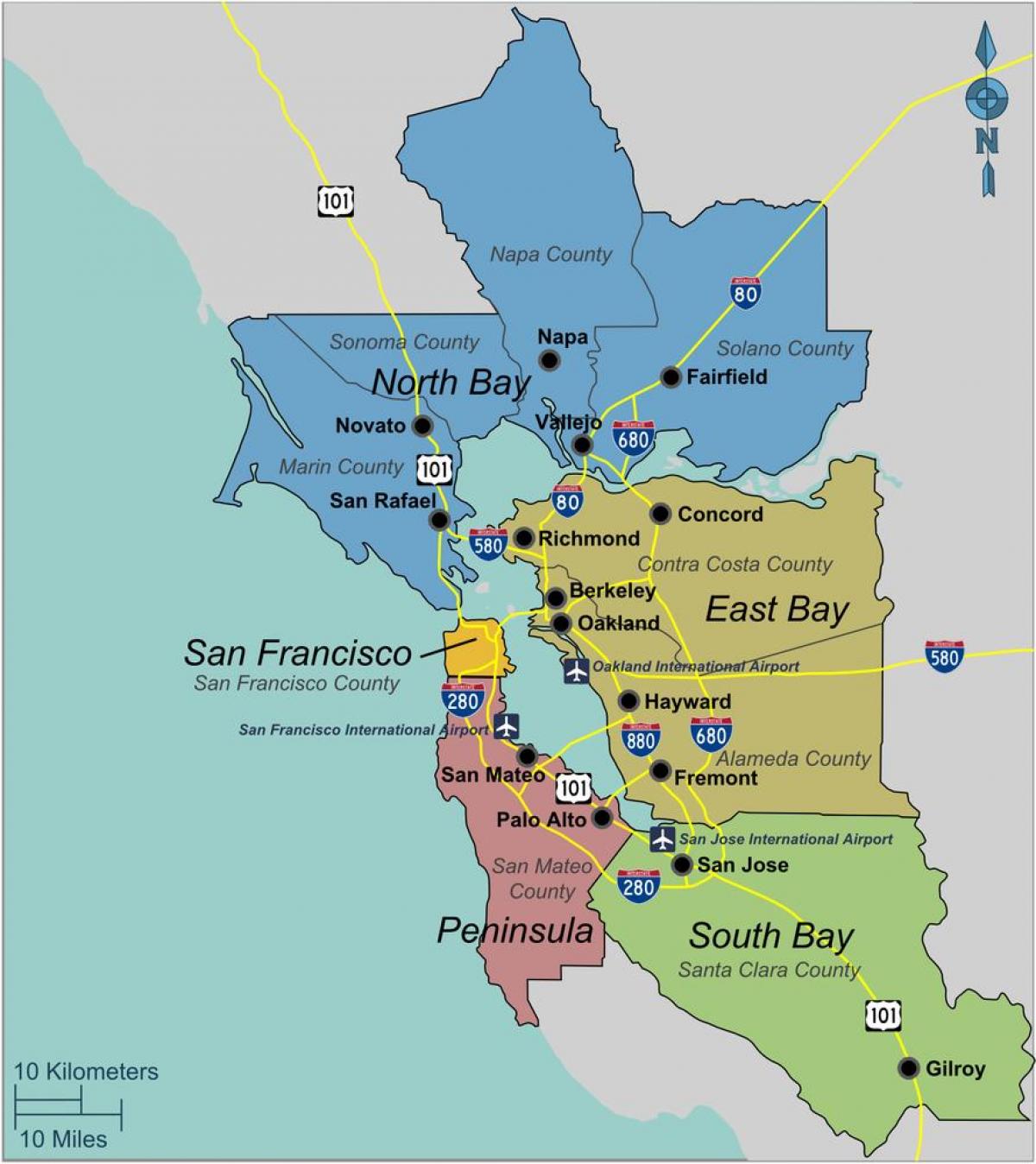 karta över south San Francisco bay area
