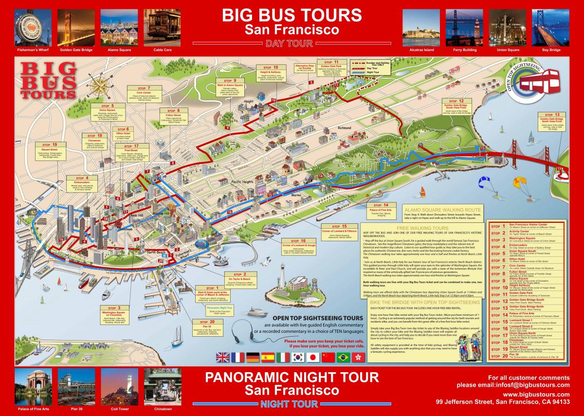 stor röd buss San Francisco karta