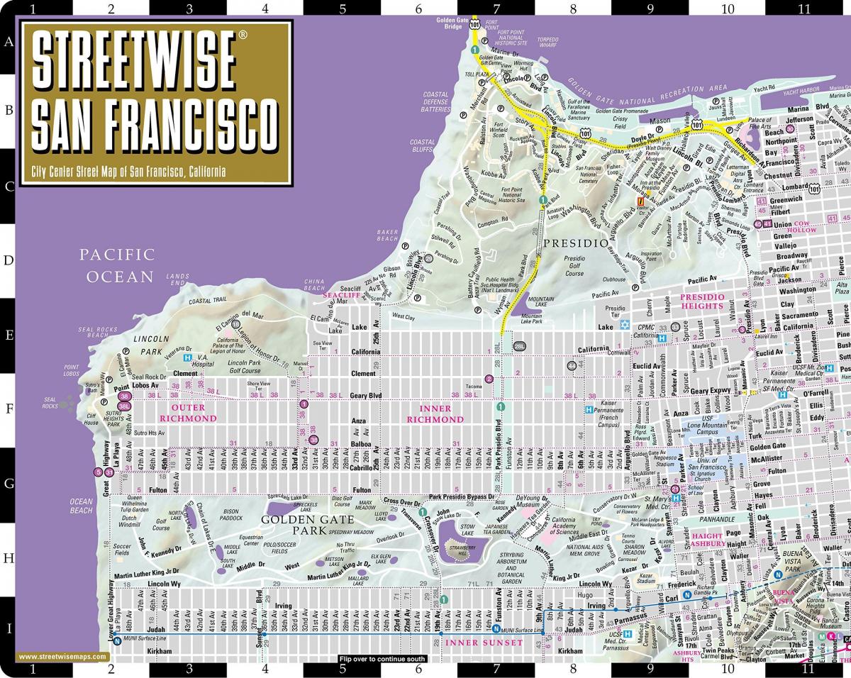 Karta över streetwise San Francisco