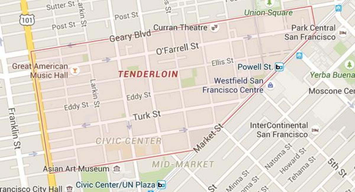i the tenderloin i San Francisco karta