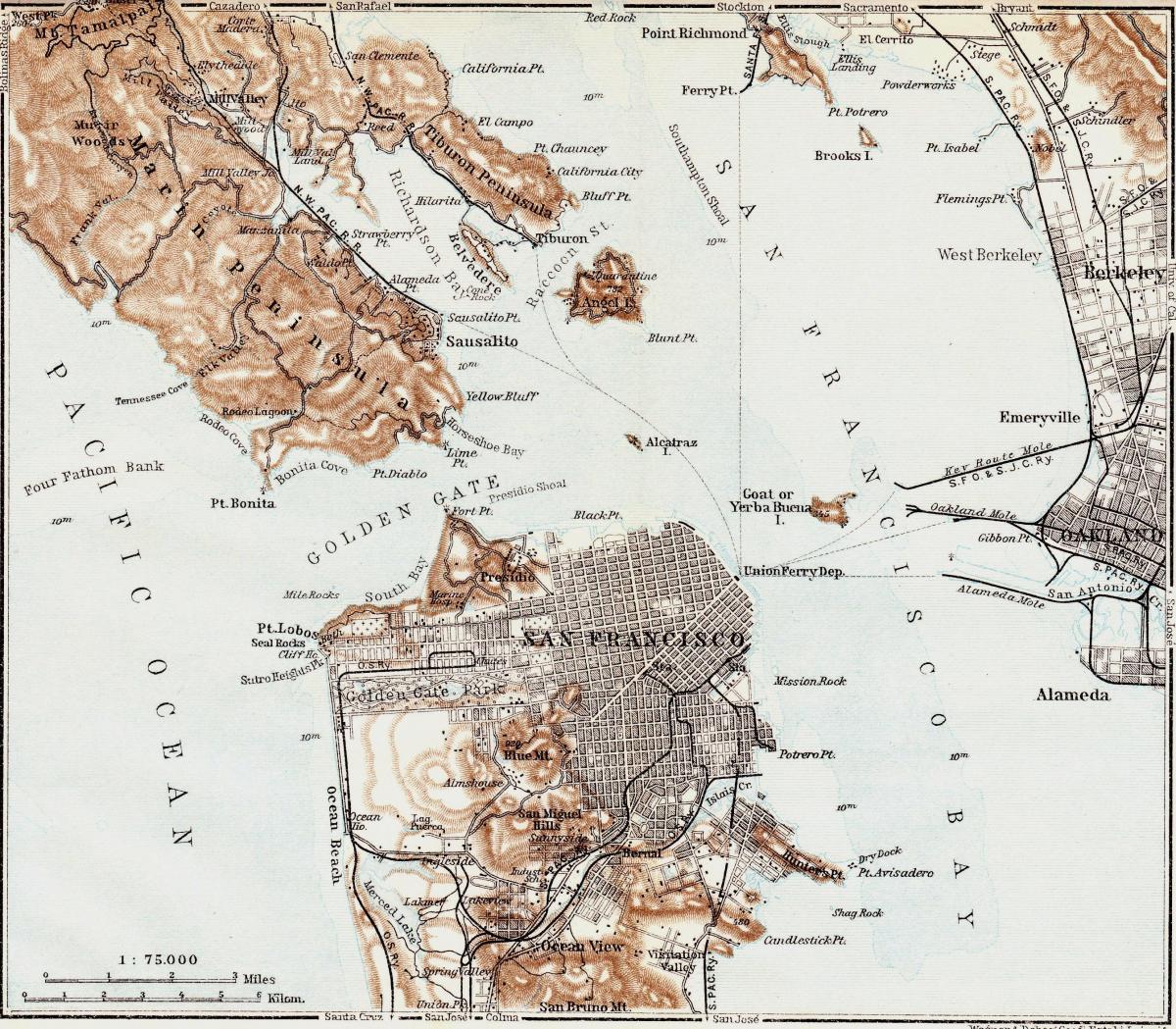Karta över vintage San Francisco 