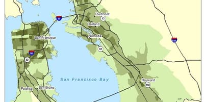 Karta över bay area befolkningstäthet