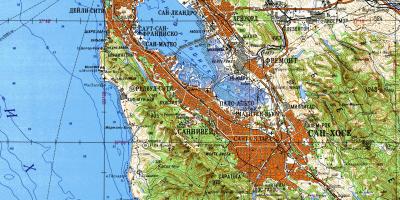 San Francisco bay area topografisk karta
