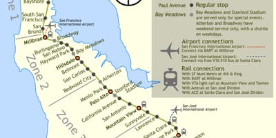 Caltrain stannar karta