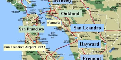 Karta över San Francisco-området i kalifornien