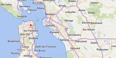 Karta of california städer nära San Francisco