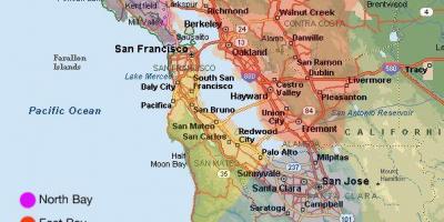 San Francisco karta över området och dess omgivningar