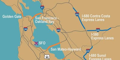 Avgiftsbelagda vägar San Francisco karta