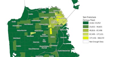 Karta över San Francisco befolkningstäthet