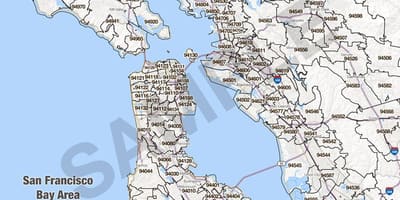 Bay area området koden karta