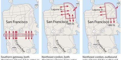 Karta över San Francisco vägtullar